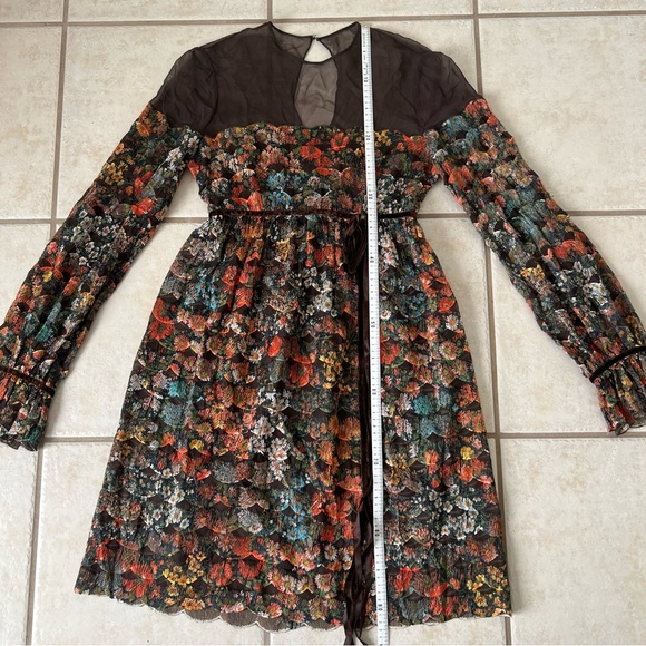 Authentic 1960s Vintage Mignon Paris New York Brand Floral Embroidered Dress - Picture 5 of 8